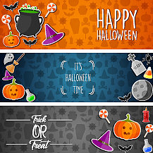 万圣节横幅贴纸与万圣节的象征图片下载