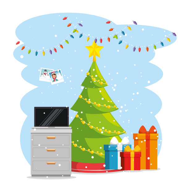 圣诞快乐装饰办公室图片下载