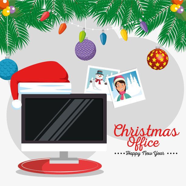 圣诞快乐装饰办公室图片下载