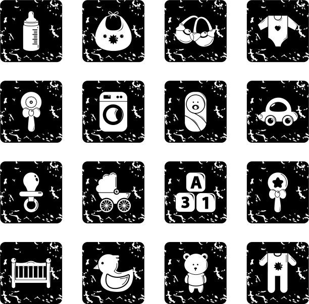 婴儿出生的图标设置垃圾摇滚图片下载