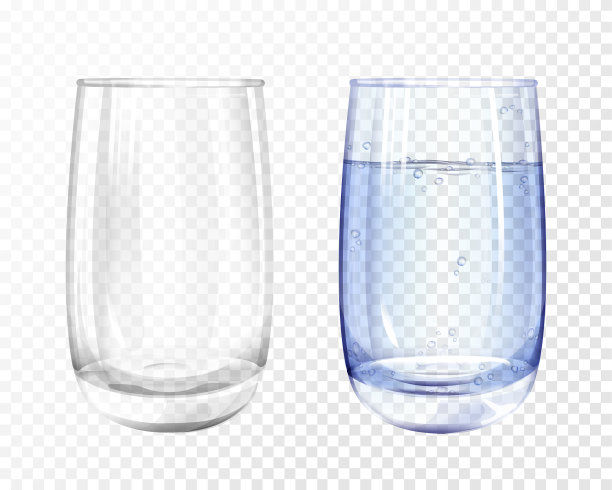 现实的空杯子与水杯集图片下载