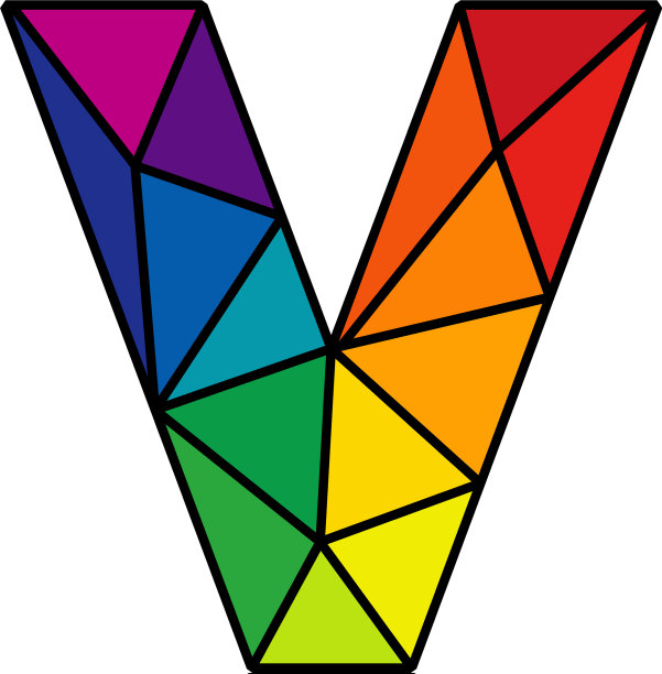 V彩色低聚字母标志图标设计图片下载