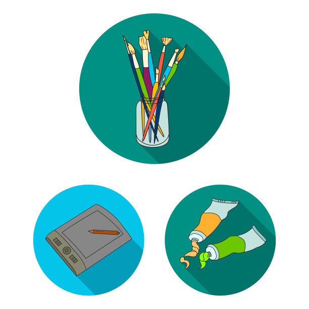 画家和绘制集合中的平面图标图片下载