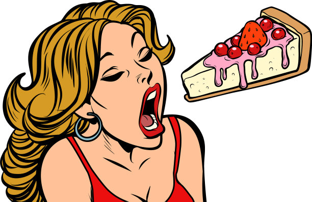 女人吃着蛋糕甜点图片下载