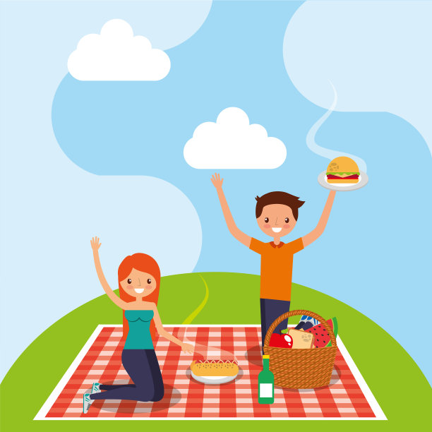 快乐的人野餐图片下载