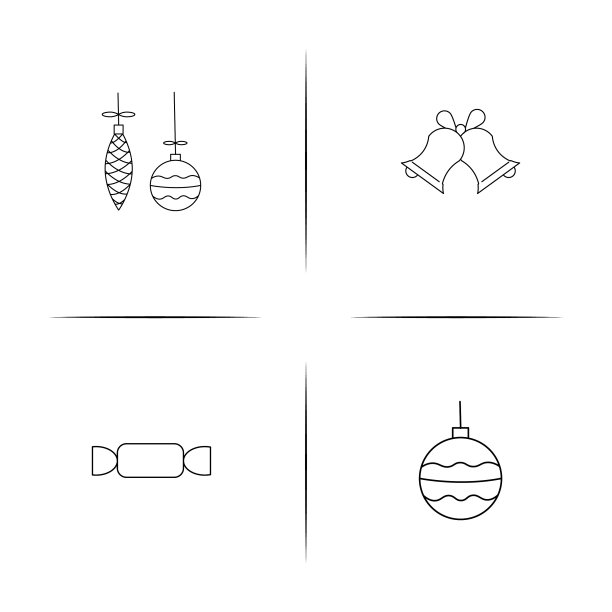 假日简单的线性图标设置简单的大纲图片下载