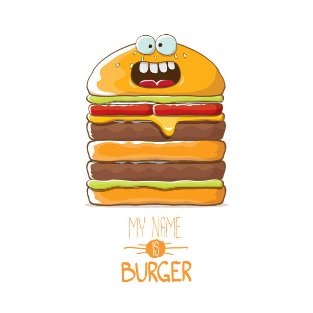 卡通微笑大汉堡人物与图片下载
