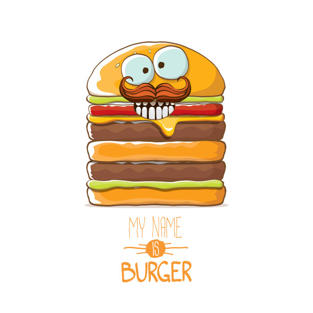 卡通微笑大汉堡人物与图片下载