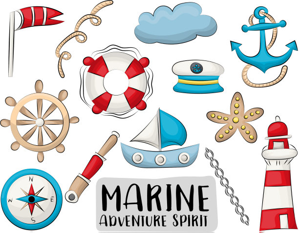 海上航海旅行图标集彩色手图片下载