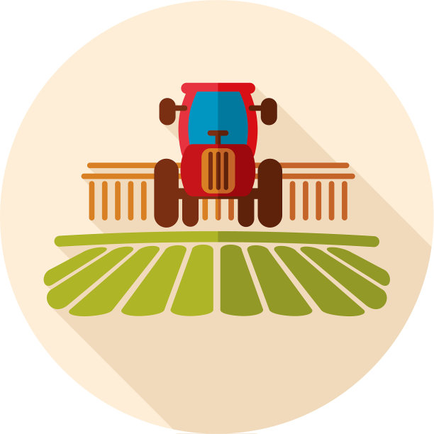 拖拉机处理的土地，一个农村景观图标图片下载