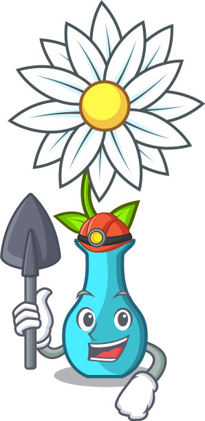 矿工在现代工厂的一个玻璃花瓶卡通图片下载