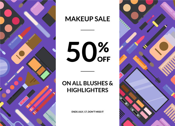 平底风格的化妆和护肤背景图片下载