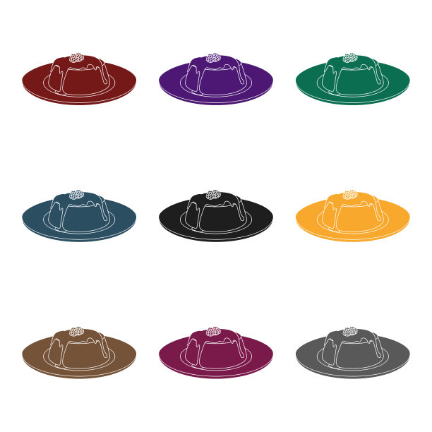 意式奶冻图标在黑色风格孤立在白色图片下载