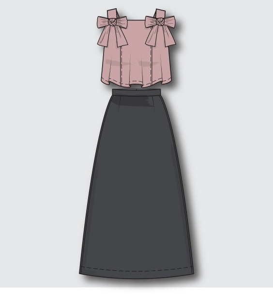 时尚的腮红露脐上衣和灰色裙子图片下载