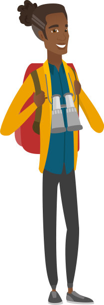 非洲背包客，背包和望远镜图片下载