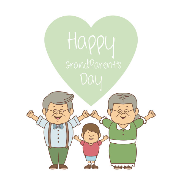 白色背景的老人夫妇和男孩图片下载