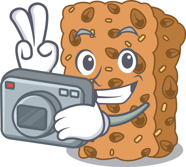 摄影师格兰诺拉燕麦棒吉祥物卡通图片下载