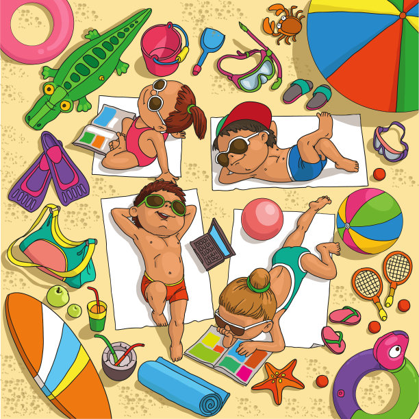 海滩上的孩子们图片下载