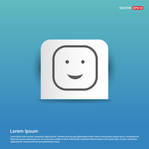 笑脸图标脸图标-蓝色贴纸按钮图片下载