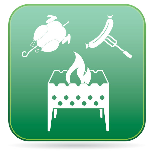 火盆鸡和香肠的图标图片下载