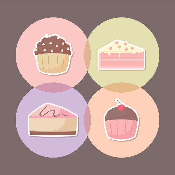 美味的纸杯蛋糕设置图标图片下载