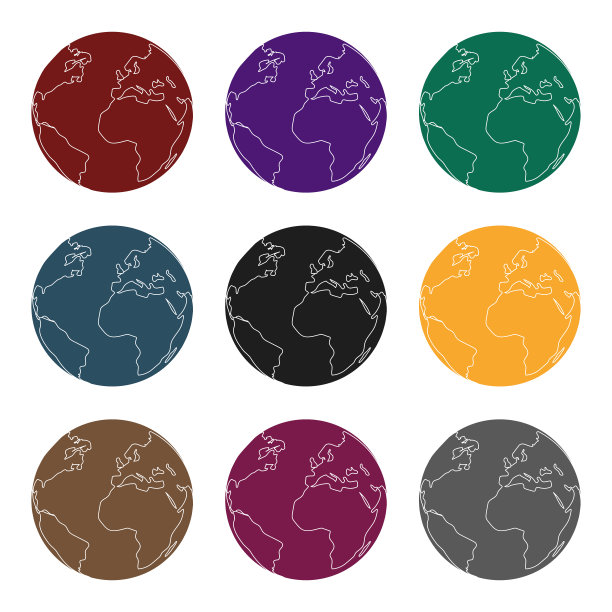 地球图标在黑色风格孤立在白色图片下载