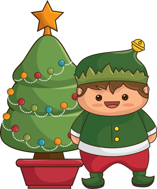 快乐快乐的圣诞树卡图片下载