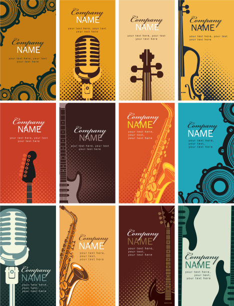 一套带有乐器的名片图片下载