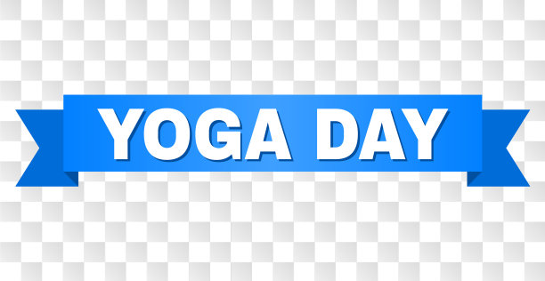 蓝丝带和瑜伽日的标题图片下载
