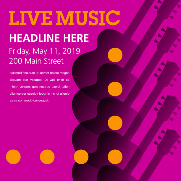 酷的现场原声吉他展示图形图片下载