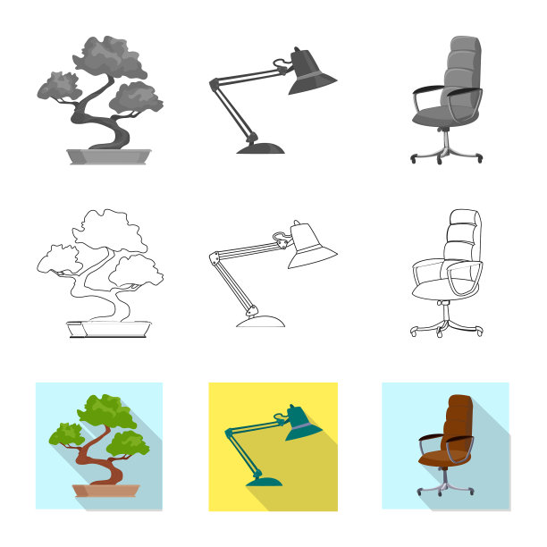 孤立对象的家具和工作标志图片下载