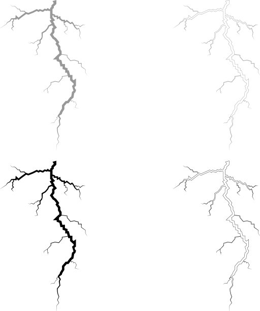 雷暴裂纹图标轮廓合集（灰色和黑色）图片下载