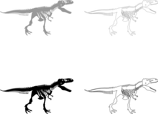 恐龙骨架rex图标轮廓设置为灰色图片下载