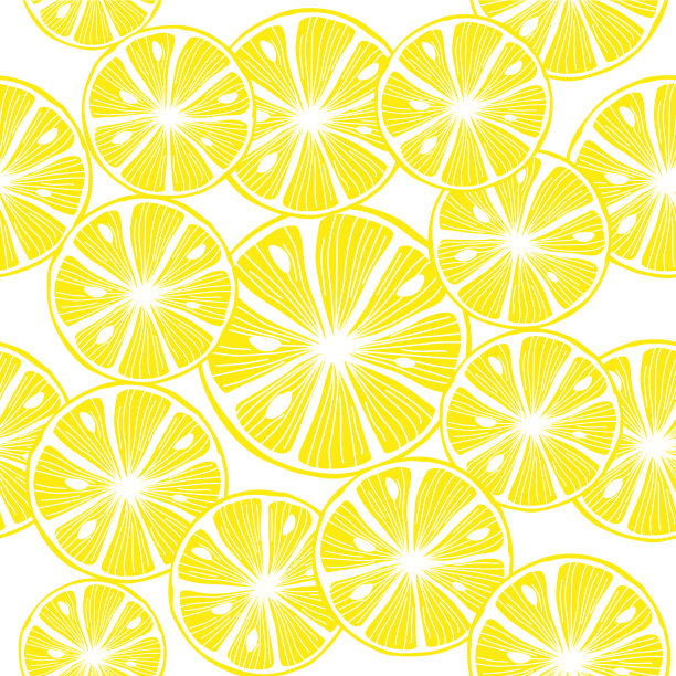 切成薄片的柠檬在白色彩色无缝图片下载