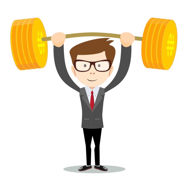 男子举起沉重的美元符号杠铃图片下载