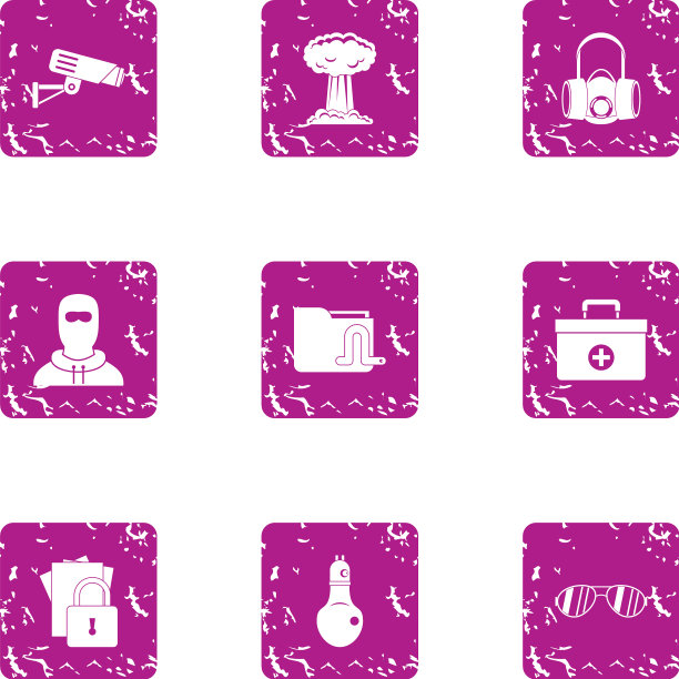 逮捕观察员图标设置垃圾摇滚风格图片下载