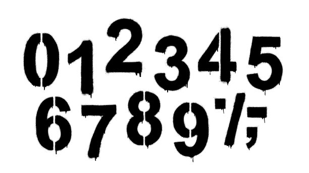 由蜡纸和水滴制成的一组数字图片下载