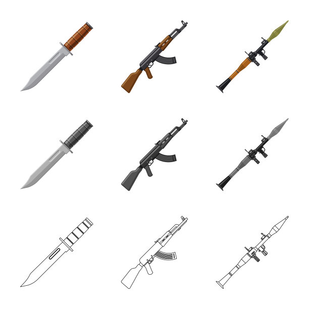 设计的武器和枪的标志套图片下载