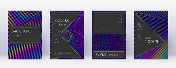 黑色宣传册设计模板集彩虹抽象图片下载