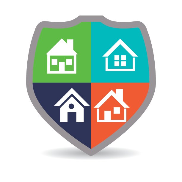 家庭安防盾保护彩色徽章图片下载