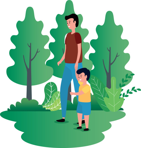 父亲与儿子在公园的家庭角色图片下载