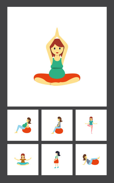 平面图标怀孕套装的女士瑜伽运动和图片下载