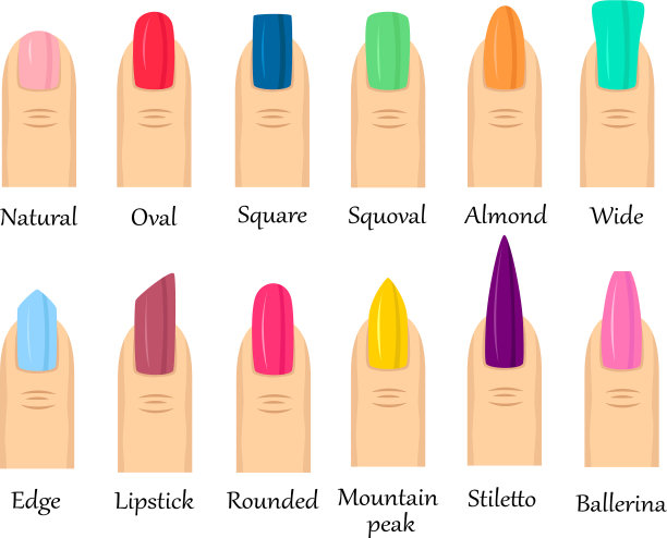 不同形状的彩色指甲图片下载