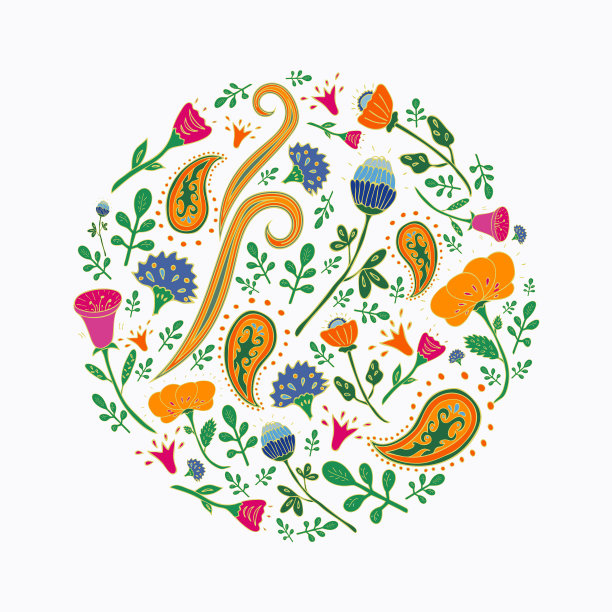 手绘圆形模板可爱的花图片下载