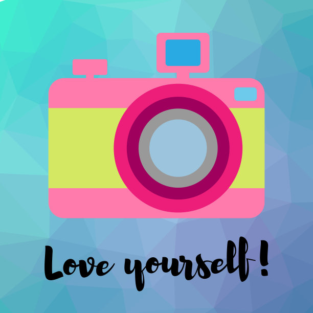相机上的多边形艺术背景爱你自己图片下载