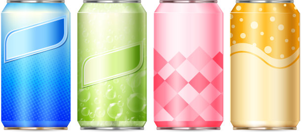 铝罐上不同的标签设计图片下载