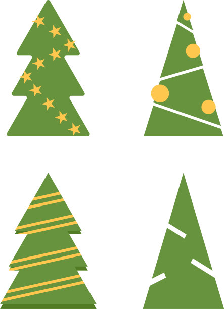 布置四棵圣诞树图片下载