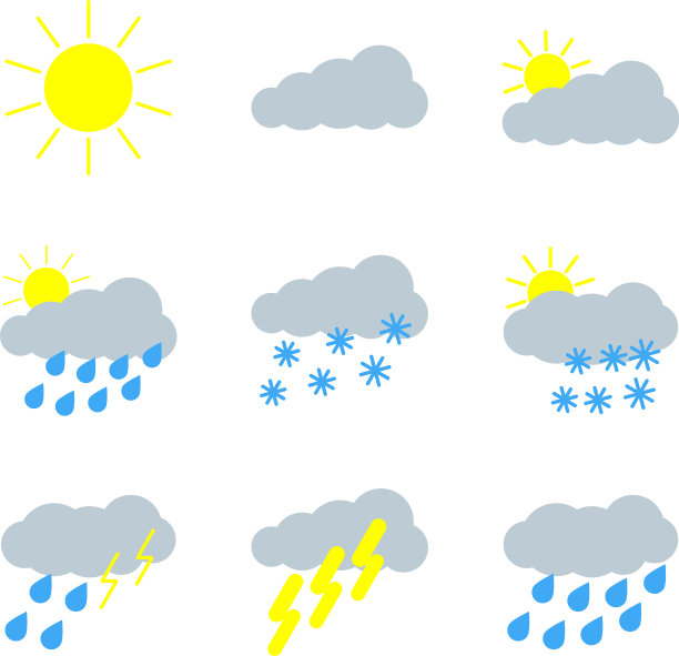 天气图标设置扁平样式图片下载