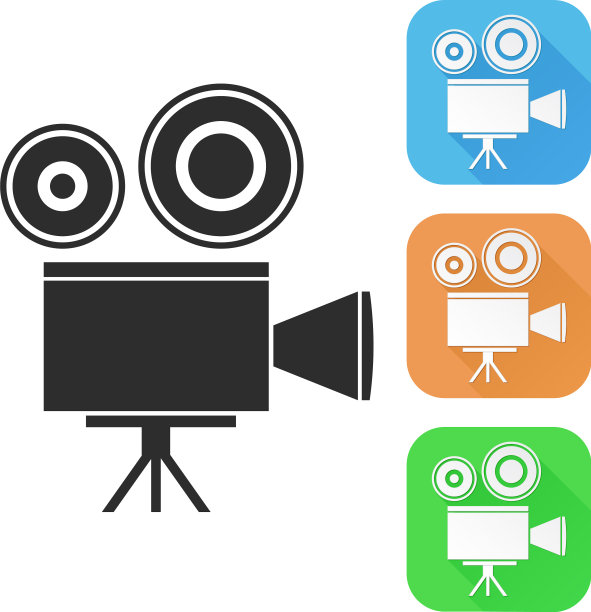 电影拍摄旧复古相机彩色图标图片下载