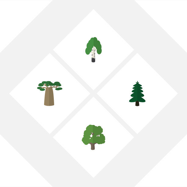 平面图标自然设置的公园装饰树图片下载